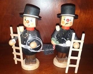 Pair of Hand Carved German Smokers