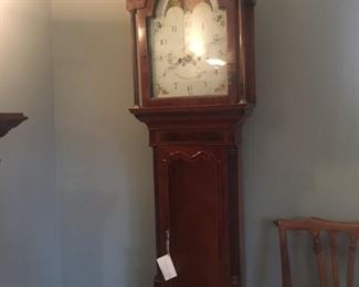 English Mahogany Longcase clock Circa 1820's  by Chambly of Newcastle.  Original 8 day brass movement.