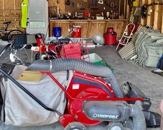 Troy Bilt chipper/shredder yard vacuum, tools