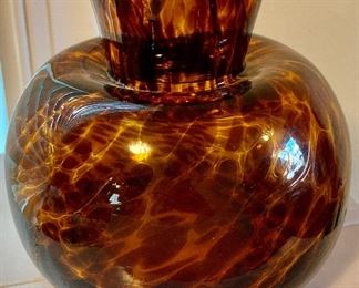 Hand blown tortoise glass vase