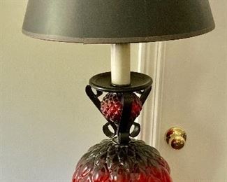 Vintage red or glass table lamp