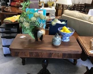 Antique mahogany spin top table $150