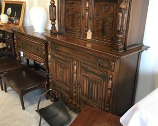 Antique carved walnut cabinet, c1930 $300