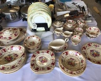 Old Ivory Syracuse China, "Romance/ Maroon" China Set, $500