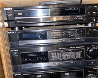 Sony stereo component system including turntable, disc player, tuner, and cassette player