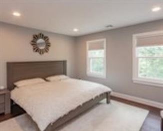King Size Bed with Nightstand and Mirror