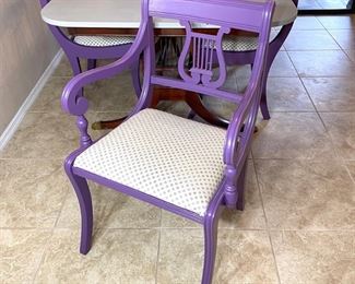 Set of 6 vintage hand painted lyre back chairs 18 x 16 x 34