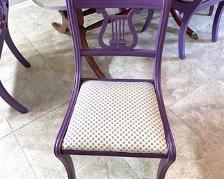 Set of 6 vintage hand painted lyre back chairs 18 x 16 x 34