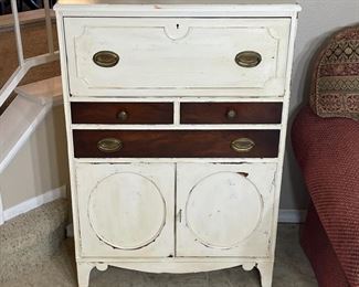 Antique hand painted secretary 27.5 x 16.5 x 41