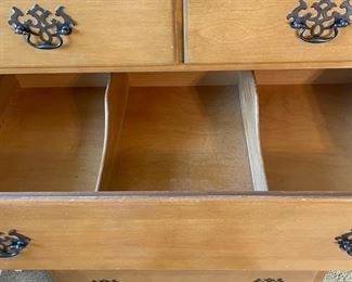 Vintage maple hi-boy chest of drawers 34 x 19 x 56.5