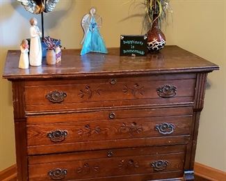 Antique Eastlake Victorian three drawer chest 