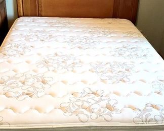 Queen firm bed complete has wooden headboard