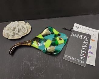 Sandy Wallin Glass Stingray with Coral