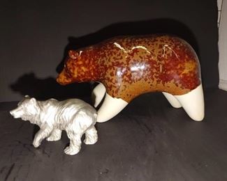 Alaskan Pottery Bear and Pewter Bear