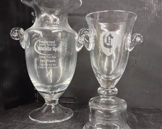 Sterling Cut Glass Award Goblet Vases