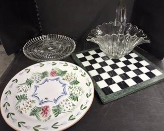 Glass Basket Relish Dish and Cutting Board