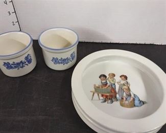 Pfaltzgraff Dishes with Antique German Bowl Dated 1922