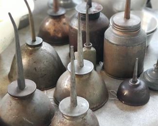 Collection of antique and vintage oil cans