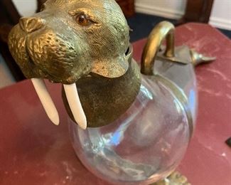 Antique Walrus Decanter - Complete w Tusks
