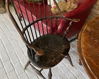 Antique Windsor Twist Spindle Back Wood Chairs