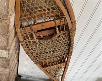 Antique Pair of Snow Shoes - Wood and Knit