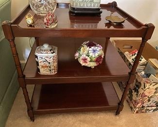 Square three tiered end table