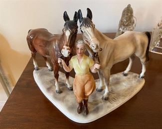 German porcelain figure of rider snd horses