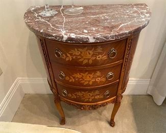 One of a pair of demilune chests