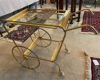 brass and glass cart- bar, tea?