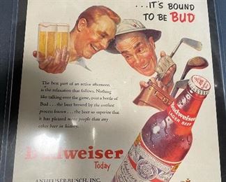 Vintage Budweiser Framed Poster 