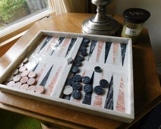 Marble backgammon set