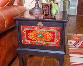 Asian Inspired Drop Front Side Table