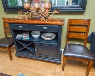 Huntboard with Storage & Winerack in Black Paint