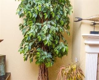 Lighted Faux Ficus in Decorative Metal Footed Pot!!