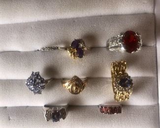 14 KT Tanzanite rings and bracelet, 14 KT and 10 KT Diamonds and Precious Stone Rings 
