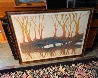 one of 2 Signed Forest Scenes