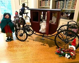 Byers Choice carriage with 2 horses and Carolers