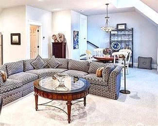 curved sectional sofa (fairly new expensive upholstery) 8’3” x 9’4”