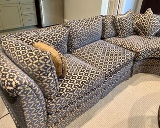 Sherrill curved sectional sofa (fairly new expensive upholstery) 8’3” x 9’4”