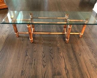 McGuire glass top coffee table