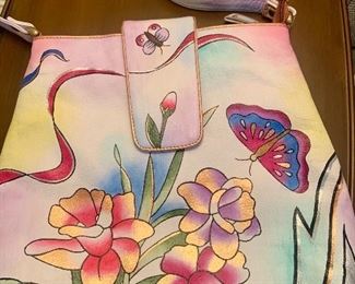 hand painted leather purse by Magnifique