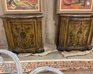 Pr of Italian painted 18 Italian commodes
Rare to have a Pr.