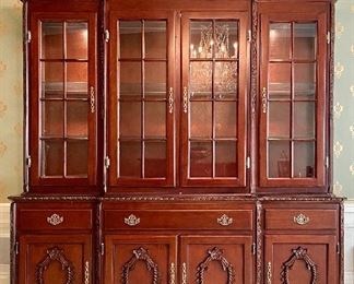 $800; Lighted, two-piece china cabinet with doors, drawers, glass shelves; 78h x 22d x 92h                                                                                                                                                                                                                                                                                                                                                                                                                                                                                                                                                                                                                                                                                                                                                                                                                                                                                                                                              