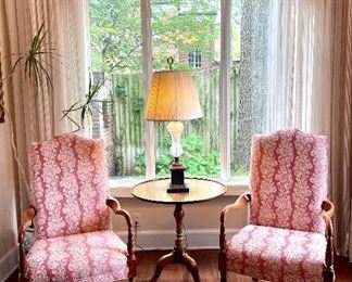 $80; Vintage, crystal table lamp with metal base; 6” square base, 36.5” high