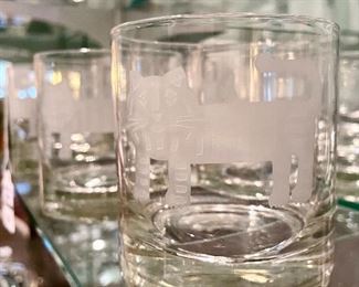 $30; set of 6 tiger etched highball glasses