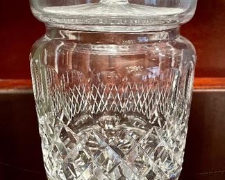 $150; crystal biscuit barrel by Waterford, with lid; 5.25 ‘d x 6.5”h