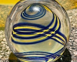 SOLD $18; Swedish art glass paperweight; 3”h