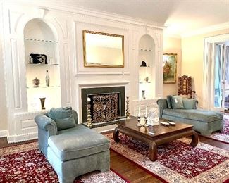 SOLD $500; Ming-style walnut coffee table with solid wood legs and burl patterned square top; 44 square x 16h