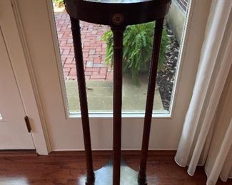 $80; wooden plant stand with bottom shelf; 13”d x 40.25”h