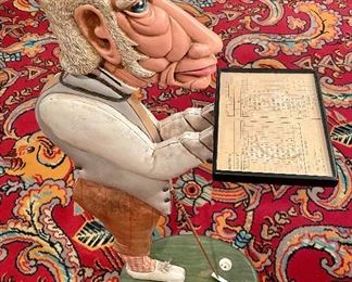 $80; wooden carved golf butler; 30” h